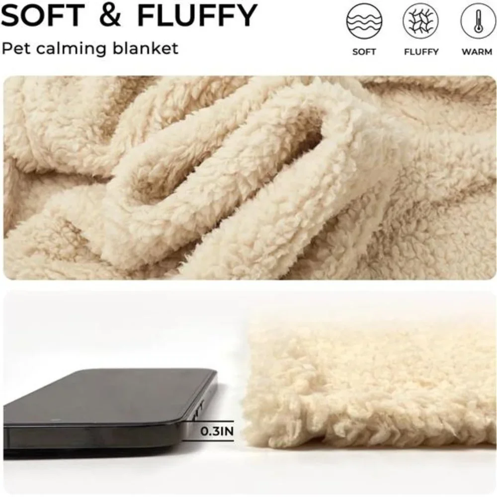 1 Pack 3 Calming Blankets Fluffy Premium Fleece Pet Blanket Soft Sherpa Throw